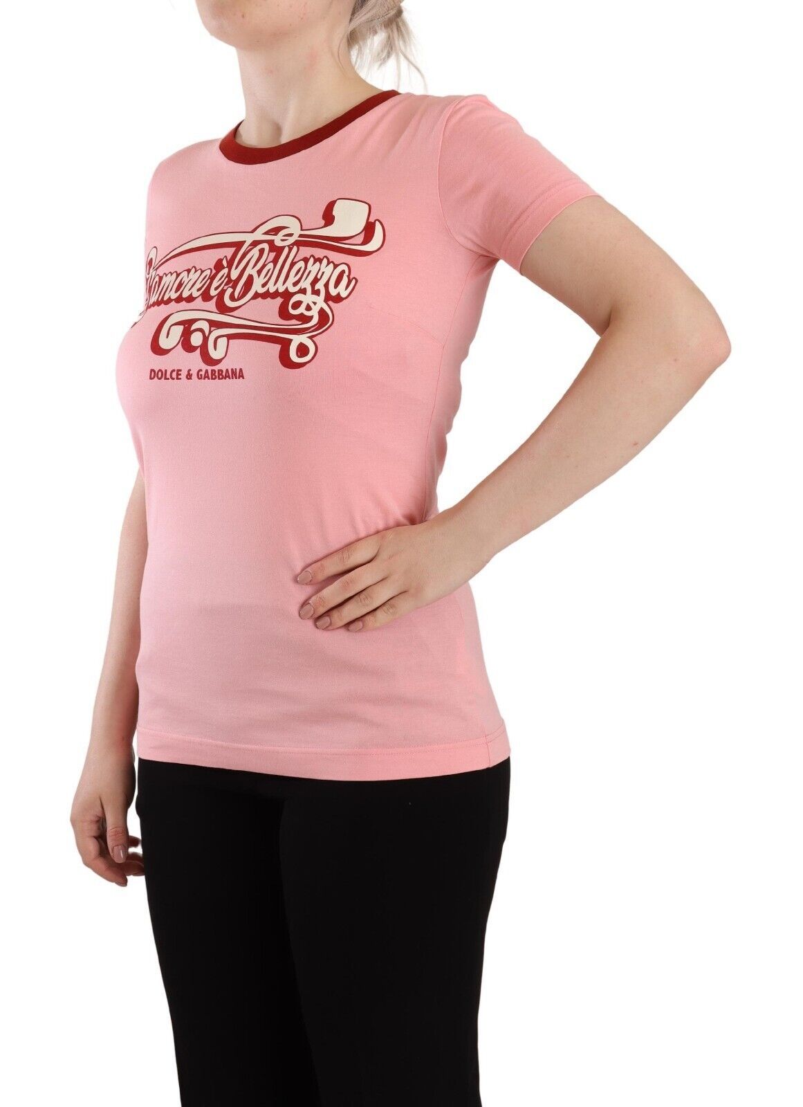 Dolce & Gabbana Chic Pink Logo Crew Neck Tee Dolce & Gabbana