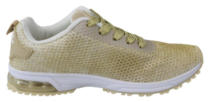 Plein Sport Exquisite Gold Polyester Sport Sneakers Plein Sport