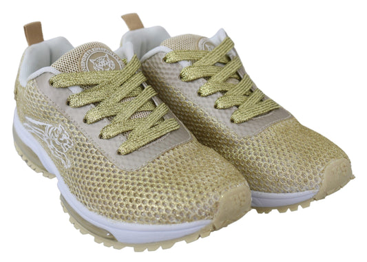 Plein Sport Exquisite Gold Polyester Sport Sneakers Plein Sport