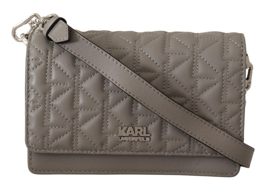 Karl Lagerfeld Elegant Grey Leather Crossbody Bag Karl Lagerfeld