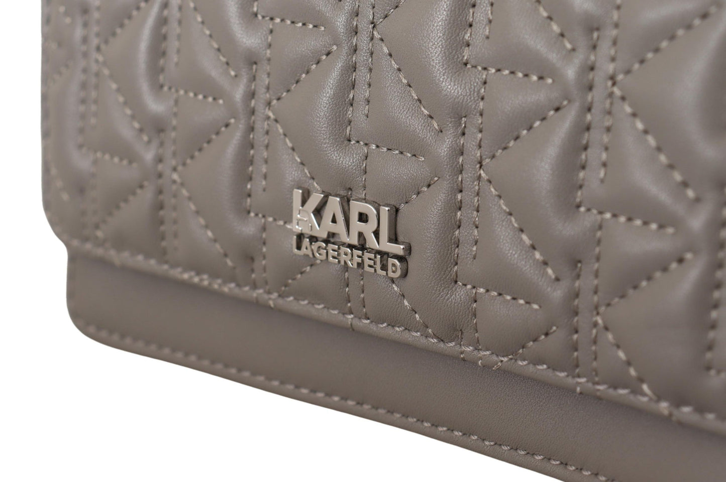 Karl Lagerfeld Elegant Grey Leather Crossbody Bag Karl Lagerfeld