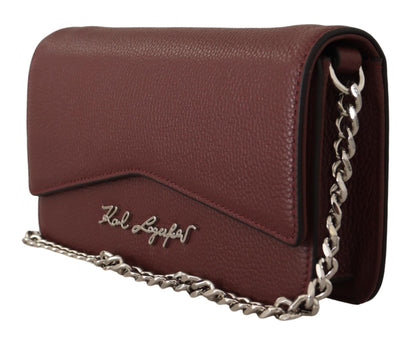 Karl Lagerfeld Elegant Wine Leather Evening Clutch Karl Lagerfeld