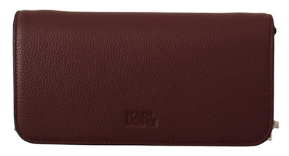 Karl Lagerfeld Elegant Wine Leather Evening Clutch Karl Lagerfeld