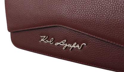 Karl Lagerfeld Elegant Wine Leather Evening Clutch Karl Lagerfeld