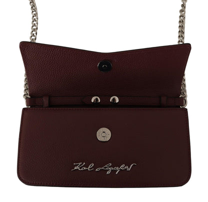 Karl Lagerfeld Elegant Wine Leather Evening Clutch Karl Lagerfeld