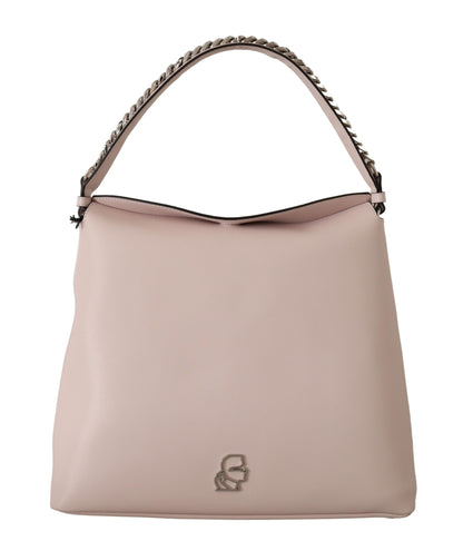 Karl Lagerfeld Elegant Mauve Chalk Leather Shoulder Bag Karl Lagerfeld