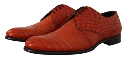 Dolce & Gabbana Exotic Orange Croc Leather Laceup Dress Shoes Dolce & Gabbana