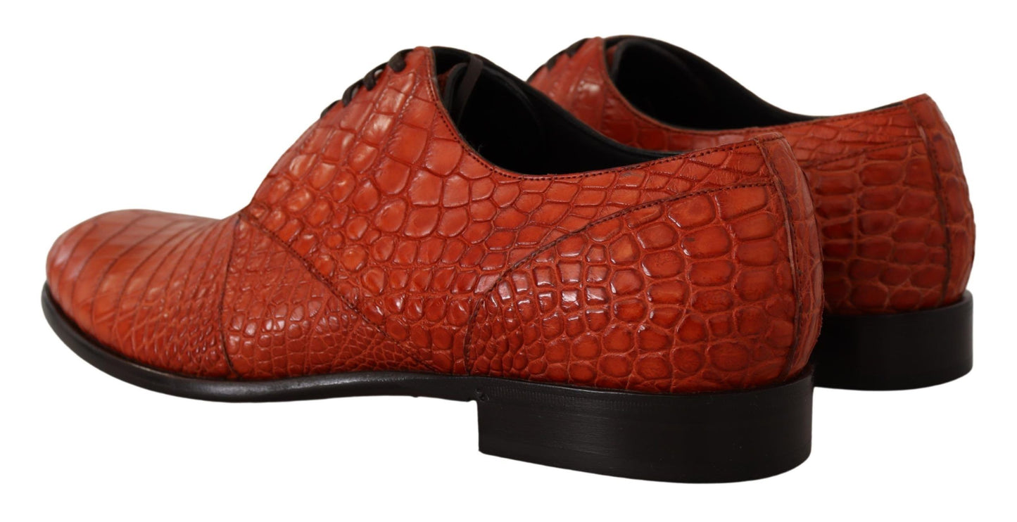 Dolce & Gabbana Exotic Orange Croc Leather Laceup Dress Shoes Dolce & Gabbana