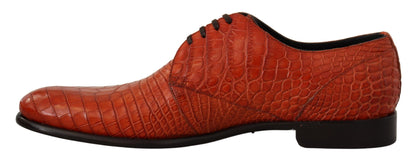 Dolce & Gabbana Exotic Orange Croc Leather Laceup Dress Shoes Dolce & Gabbana