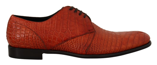 Dolce & Gabbana Exotic Orange Croc Leather Laceup Dress Shoes Dolce & Gabbana