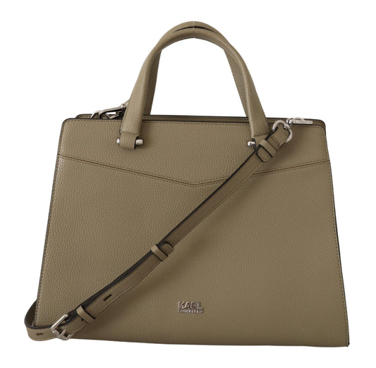 Karl Lagerfeld Enchanting Sage Green Leather Tote Karl Lagerfeld