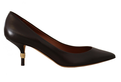 Dolce & Gabbana Elegant Brown Leather Heels Pumps Dolce & Gabbana