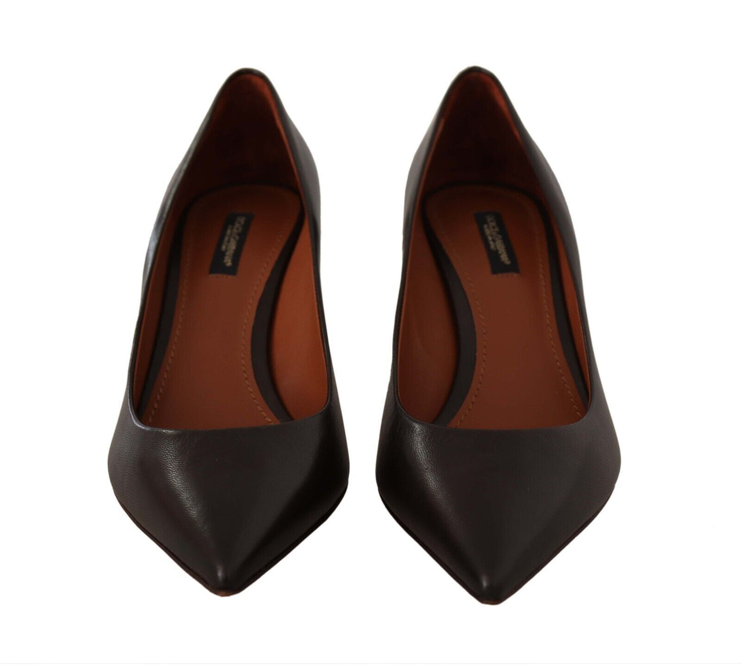 Dolce & Gabbana Elegant Brown Leather Heels Pumps Dolce & Gabbana