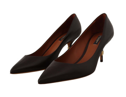 Dolce & Gabbana Elegant Brown Leather Heels Pumps Dolce & Gabbana