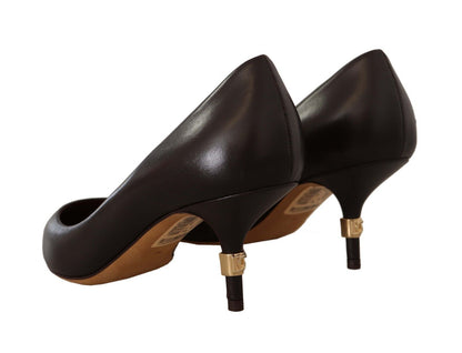 Dolce & Gabbana Elegant Brown Leather Heels Pumps Dolce & Gabbana