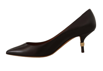 Dolce & Gabbana Elegant Brown Leather Heels Pumps Dolce & Gabbana