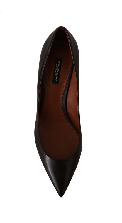 Dolce & Gabbana Elegant Brown Leather Heels Pumps Dolce & Gabbana