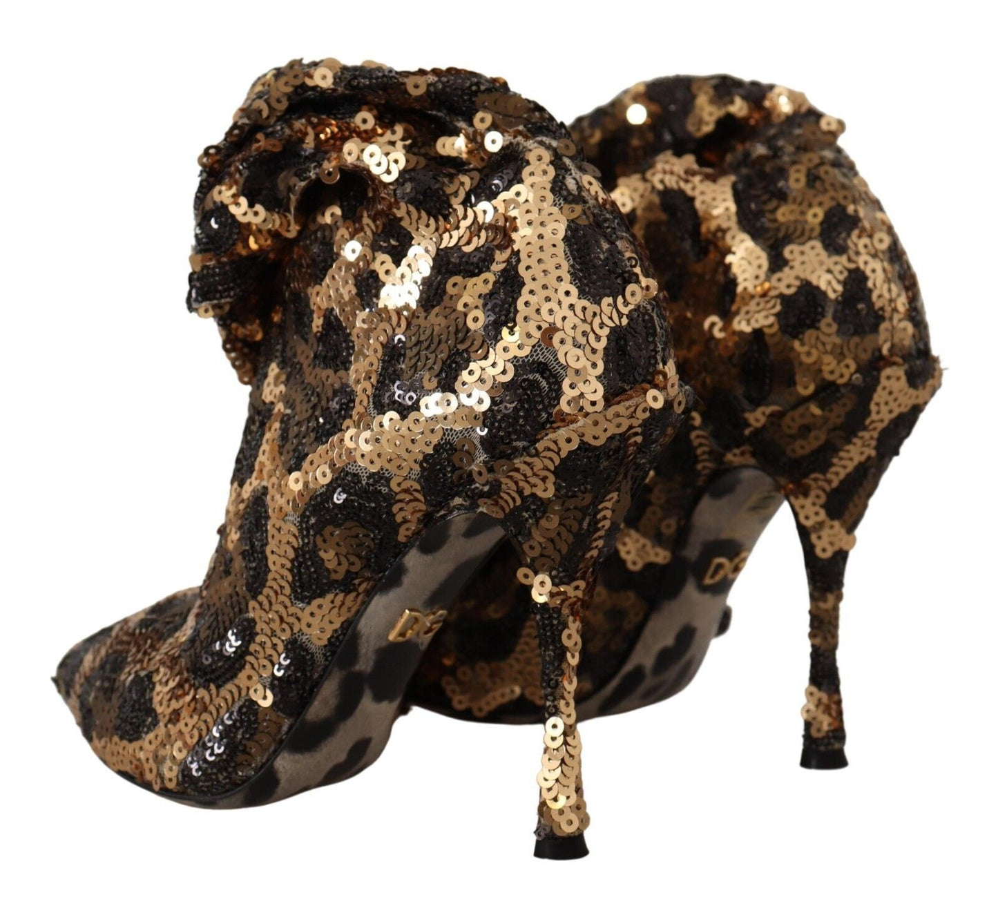 Dolce & Gabbana Elegant Leopard Sequin Knee-High Boots Dolce & Gabbana