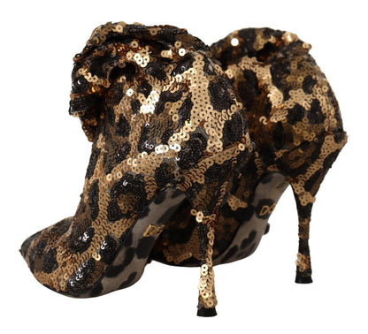 Dolce & Gabbana Elegant Leopard Sequin Knee-High Boots Dolce & Gabbana