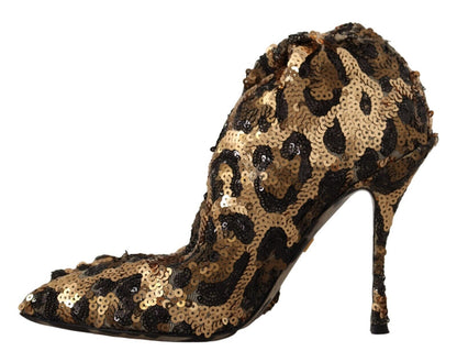 Dolce & Gabbana Elegant Leopard Sequin Knee-High Boots Dolce & Gabbana