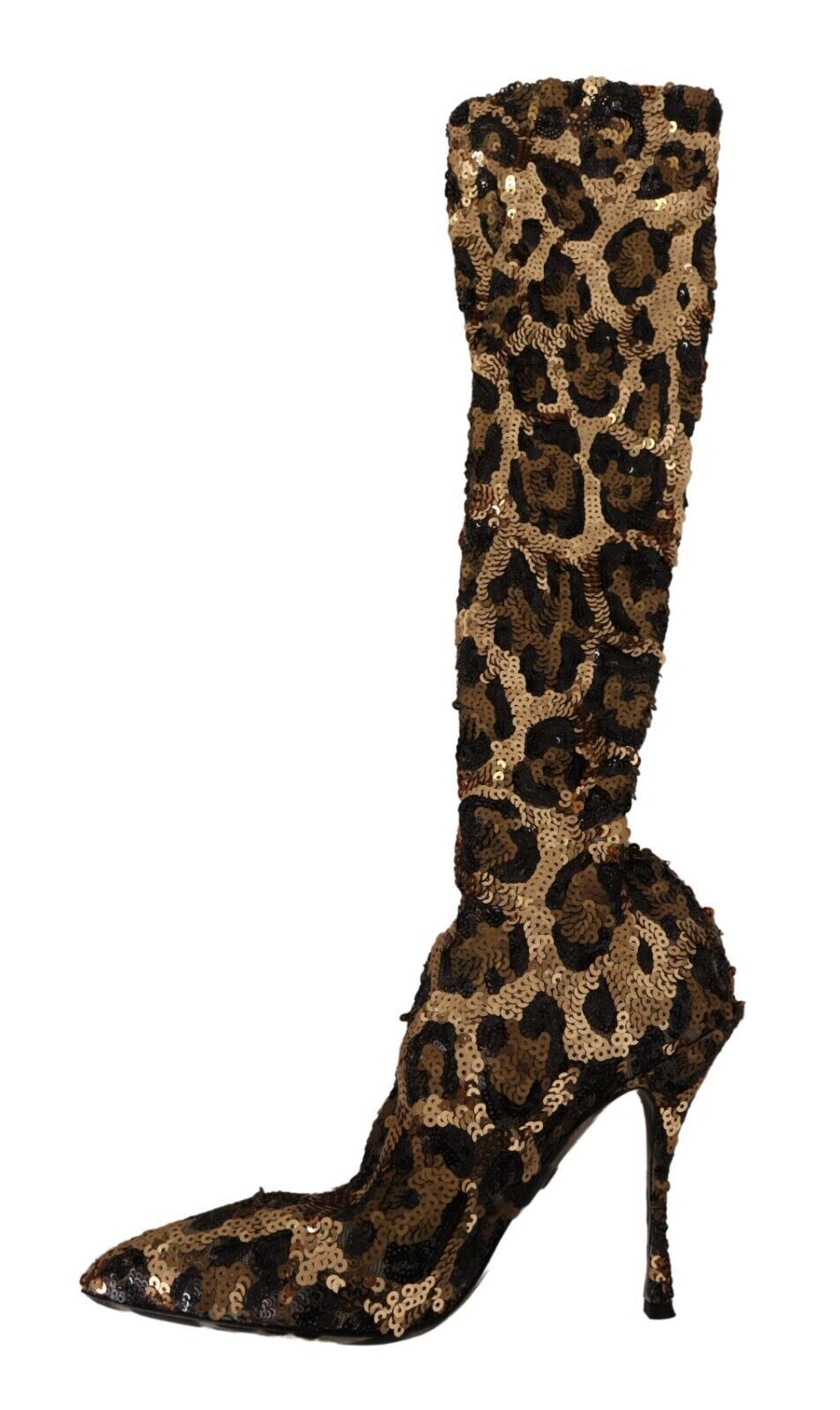 Dolce & Gabbana Elegant Leopard Sequin Knee-High Boots Dolce & Gabbana