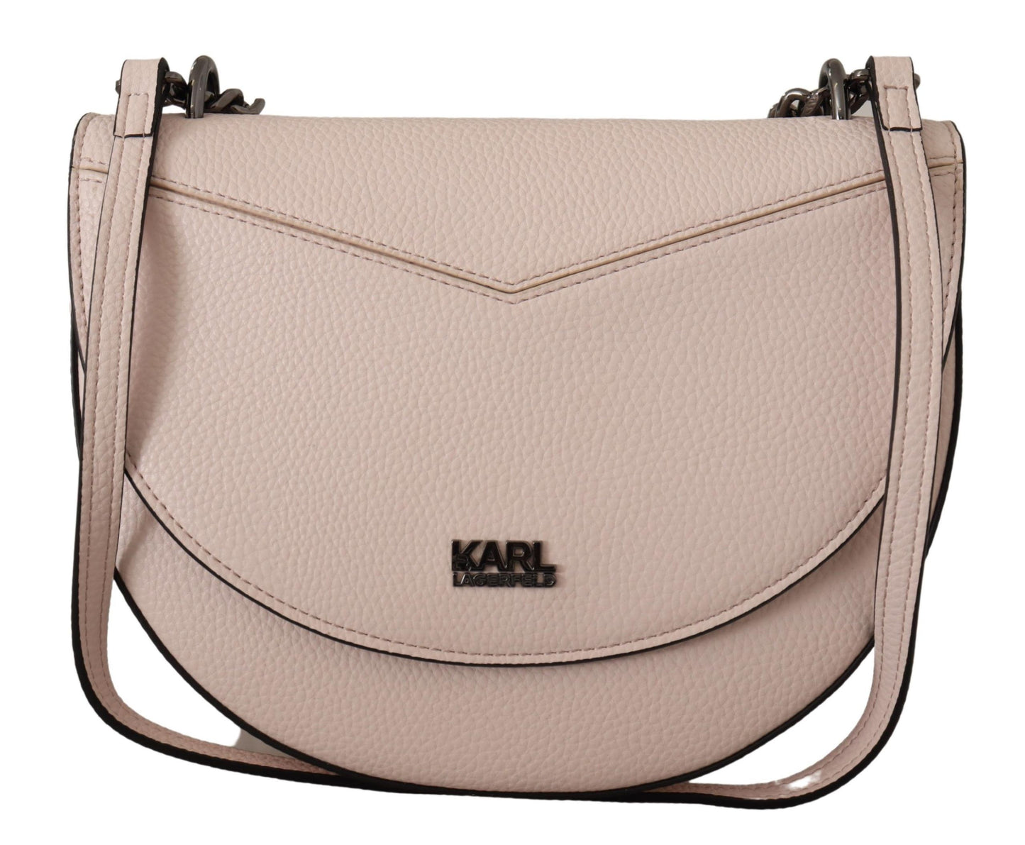 Karl Lagerfeld Elegant Mauve Light Pink Leather Shoulder Bag Karl Lagerfeld