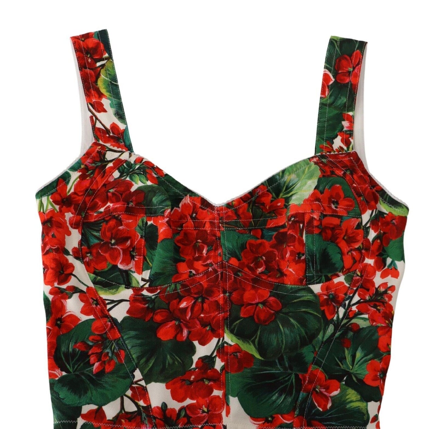 Dolce & Gabbana Elegant Red Cropped Top with Geranium Print Dolce & Gabbana