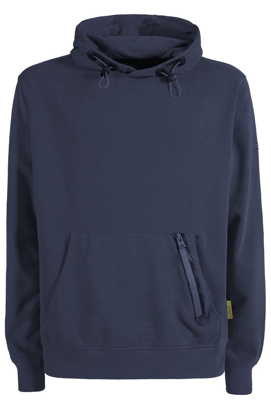 Yes Zee Blue Cotton Blend Hooded Sweatshirt with Front Pocket Yes Zee