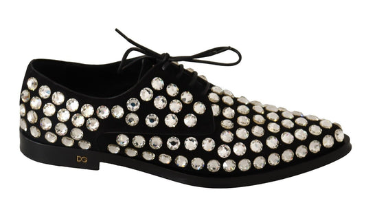 Dolce & Gabbana Elegant Crystal-Embellished Lace-Up Flats Dolce & Gabbana