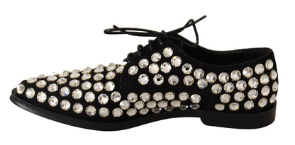 Dolce & Gabbana Elegant Crystal-Embellished Lace-Up Flats Dolce & Gabbana