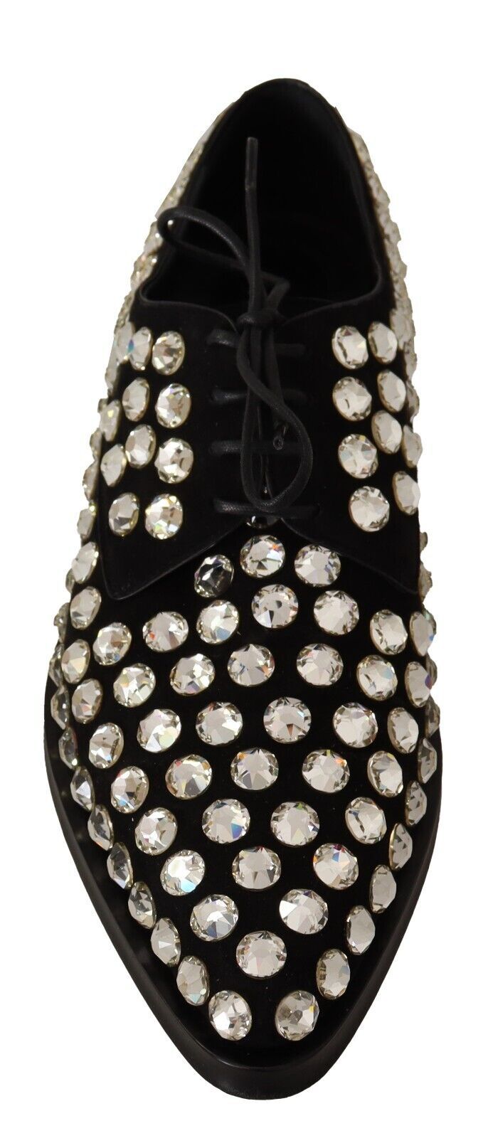 Dolce & Gabbana Elegant Crystal-Embellished Lace-Up Flats Dolce & Gabbana