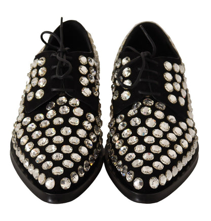 Dolce & Gabbana Elegant Crystal-Embellished Lace-Up Flats Dolce & Gabbana