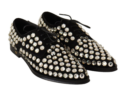 Dolce & Gabbana Elegant Crystal-Embellished Lace-Up Flats Dolce & Gabbana