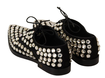 Dolce & Gabbana Elegant Crystal-Embellished Lace-Up Flats Dolce & Gabbana