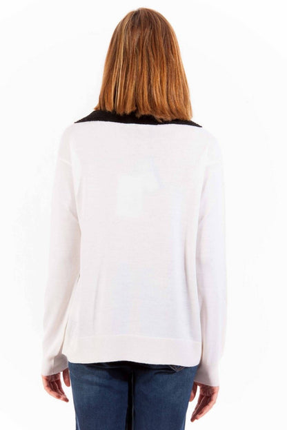 Love Moschino Chic White Wool Sweater with Signature Logo Love Moschino