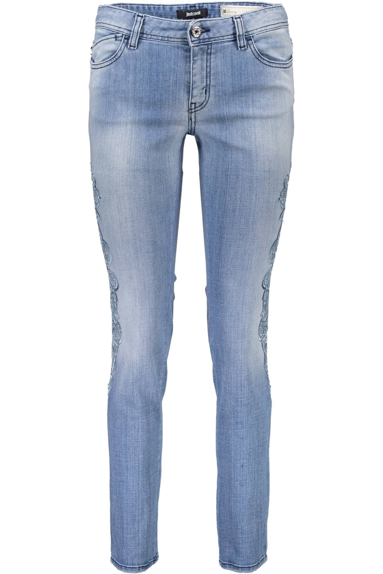 Just Cavalli Chic Light Blue Embroidered Denim Just Cavalli