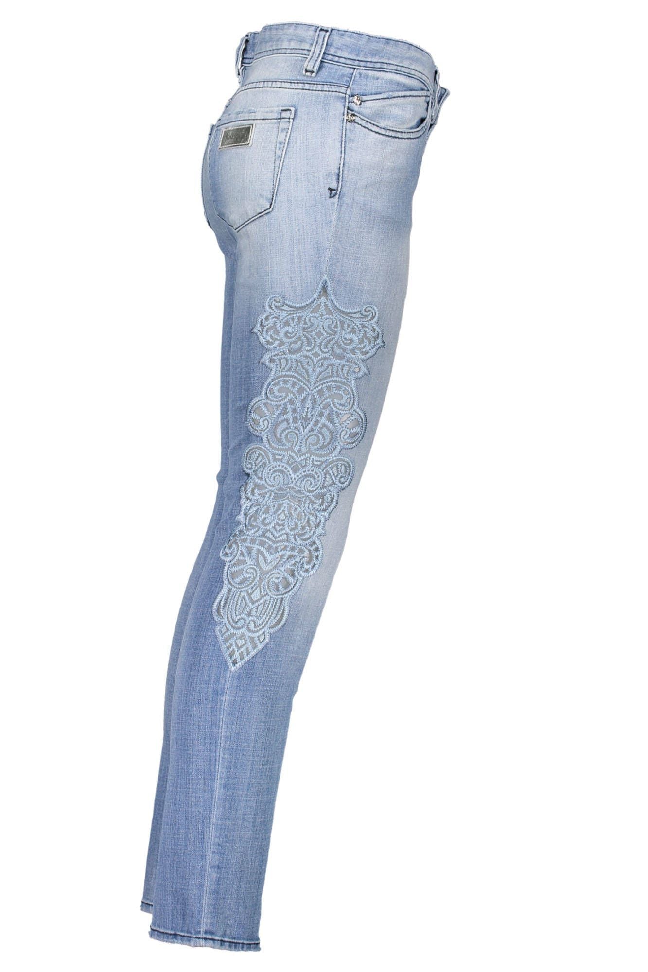 Just Cavalli Chic Light Blue Embroidered Denim Just Cavalli