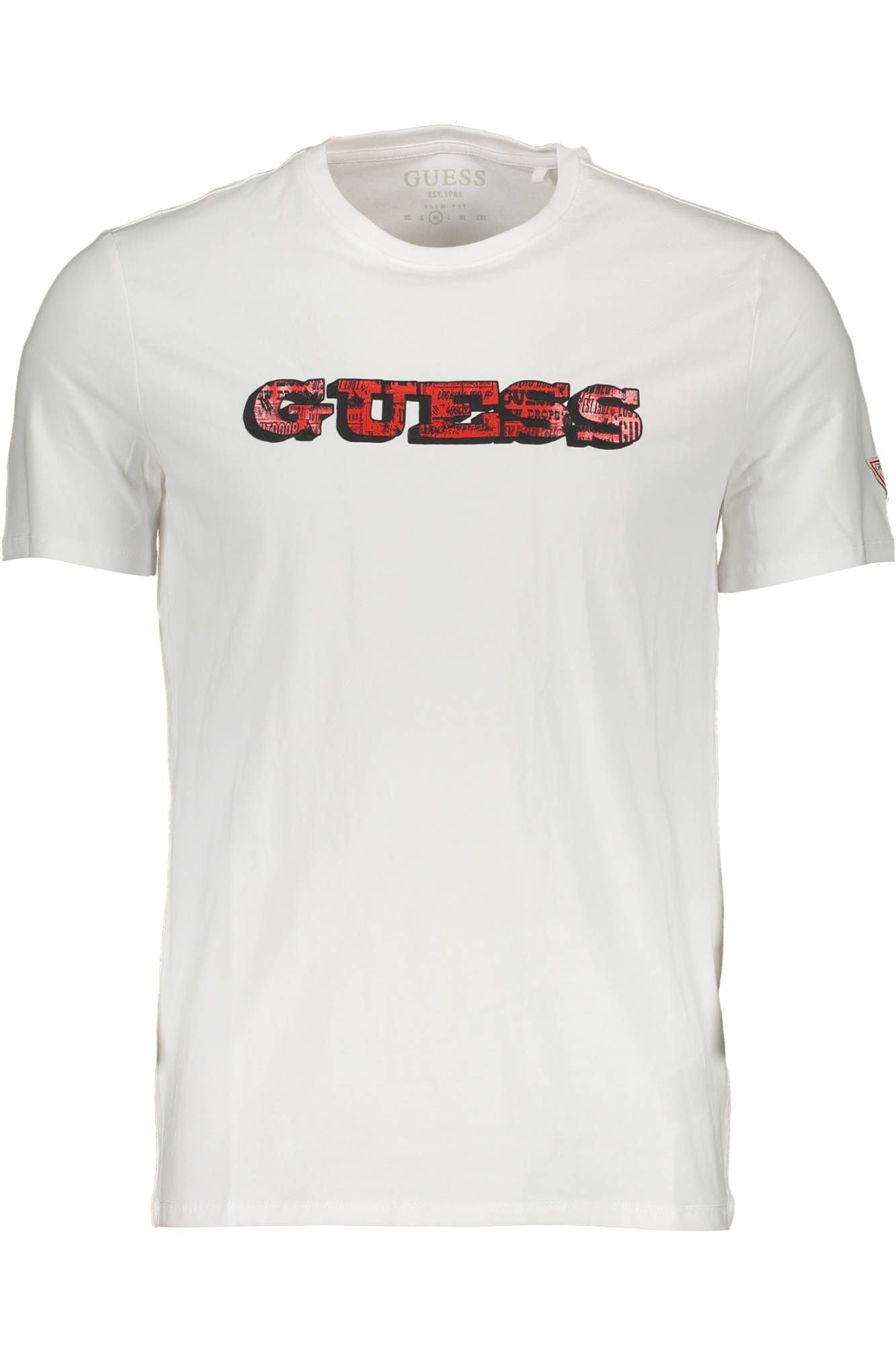 Guess Jeans Sleek White Cotton Slim Tee with Logo Print Guess Jeans