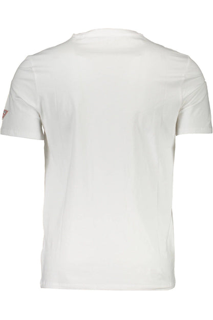 Guess Jeans Sleek White Cotton Slim Tee with Logo Print Guess Jeans