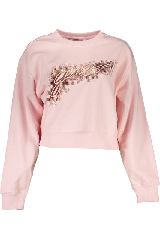 Guess Jeans Chic Pink Organic Cotton Sweatshirt Guess Jeans