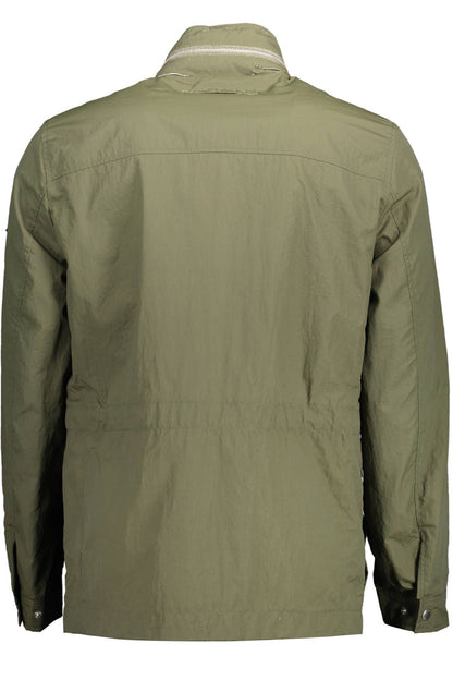 Gant Sleek Green Trench Coat with Concealed Hood Gant