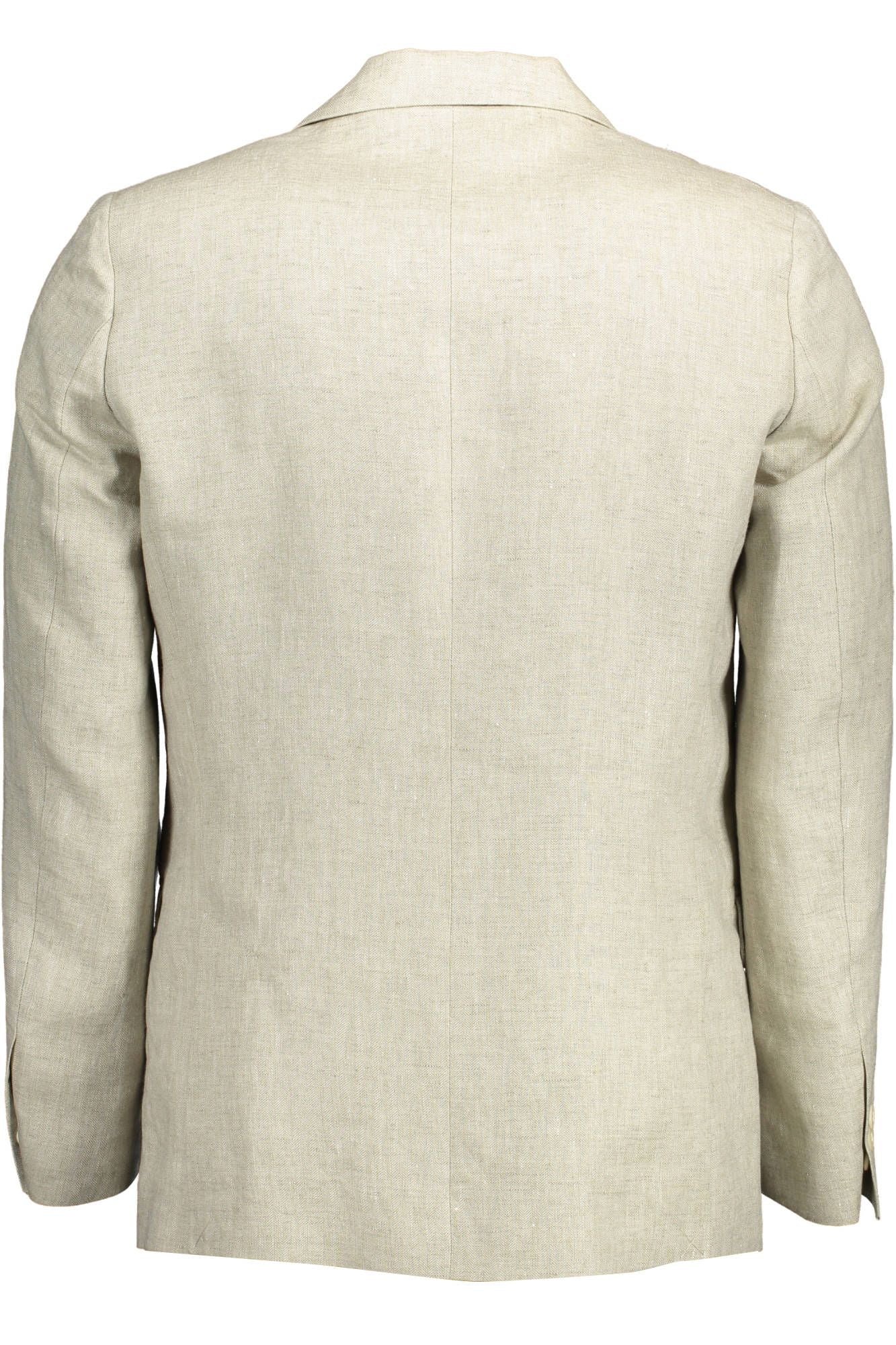 Gant Beige Linen Classic Jacket with Logo Detailing Gant