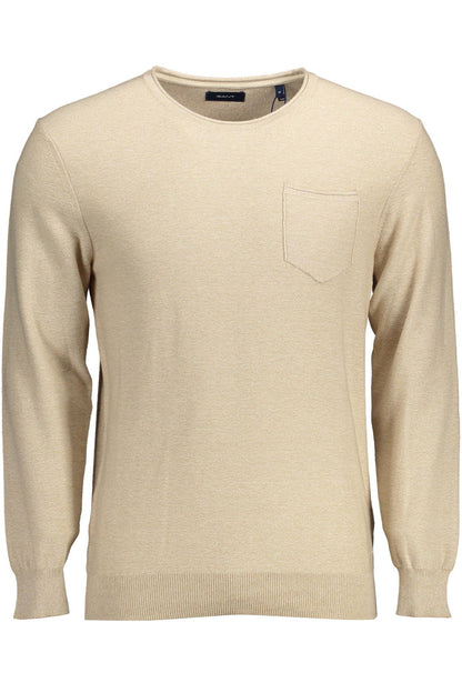 Gant Elegant Beige Crew-Neck Sweater with Embroidery Gant