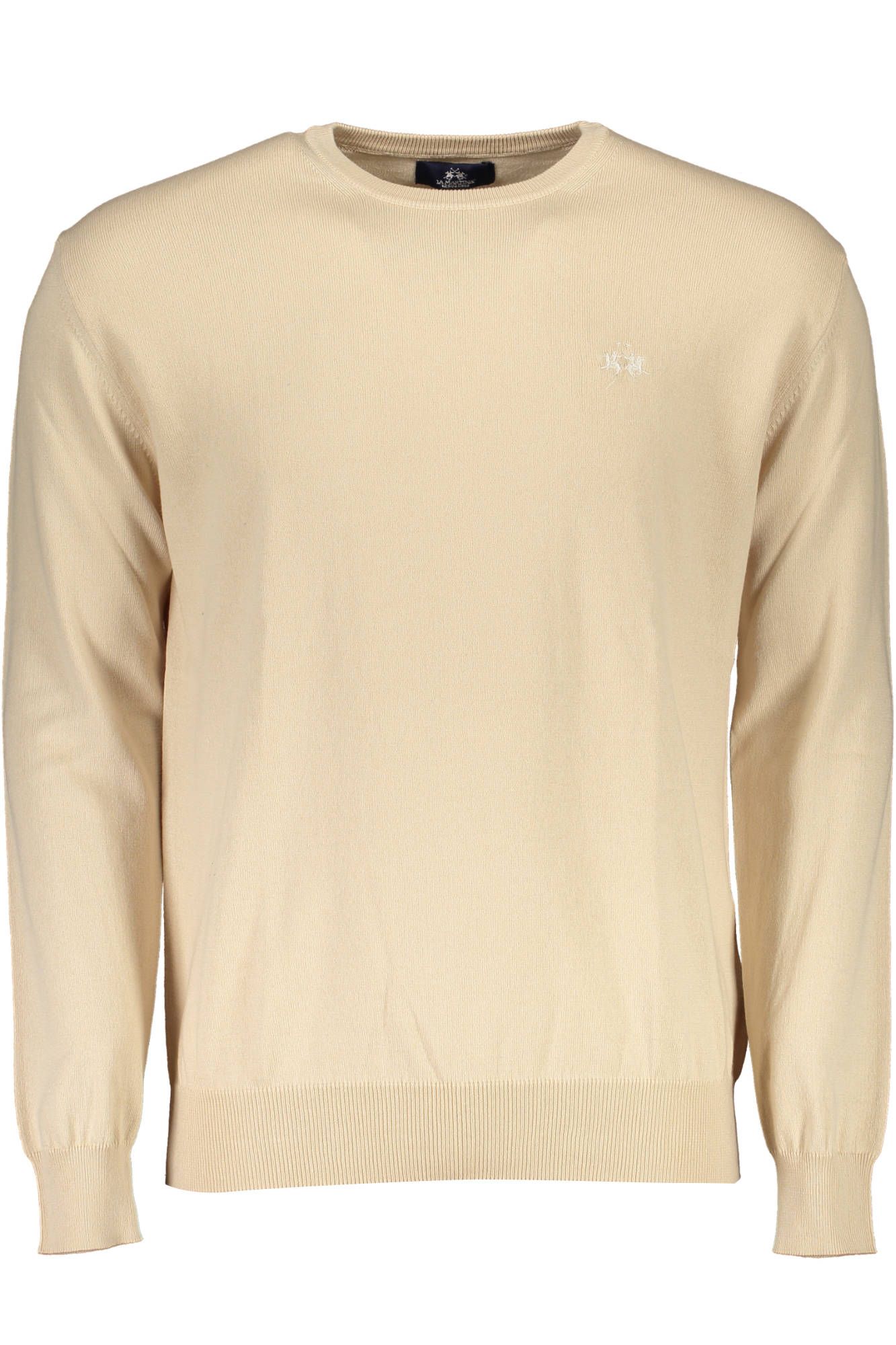 La Martina Beige Round Neck Embroidered Sweater La Martina