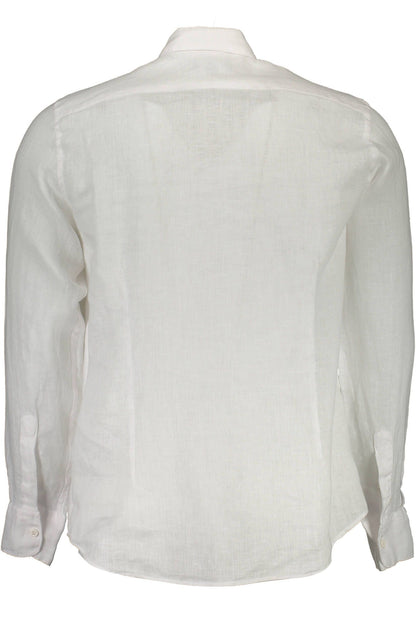 La Martina Elegant White Linen Long Sleeve Shirt La Martina