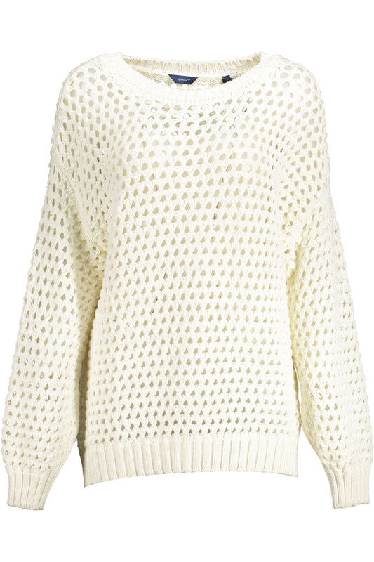 Gant Elegant White Perforated Crewneck Sweater Gant