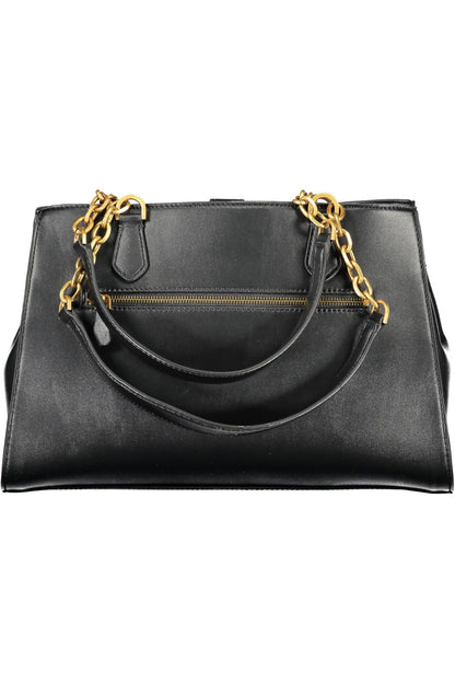 Guess Jeans Chic Black Polyurethane Satchel with Contrasting Details Guess Jeans