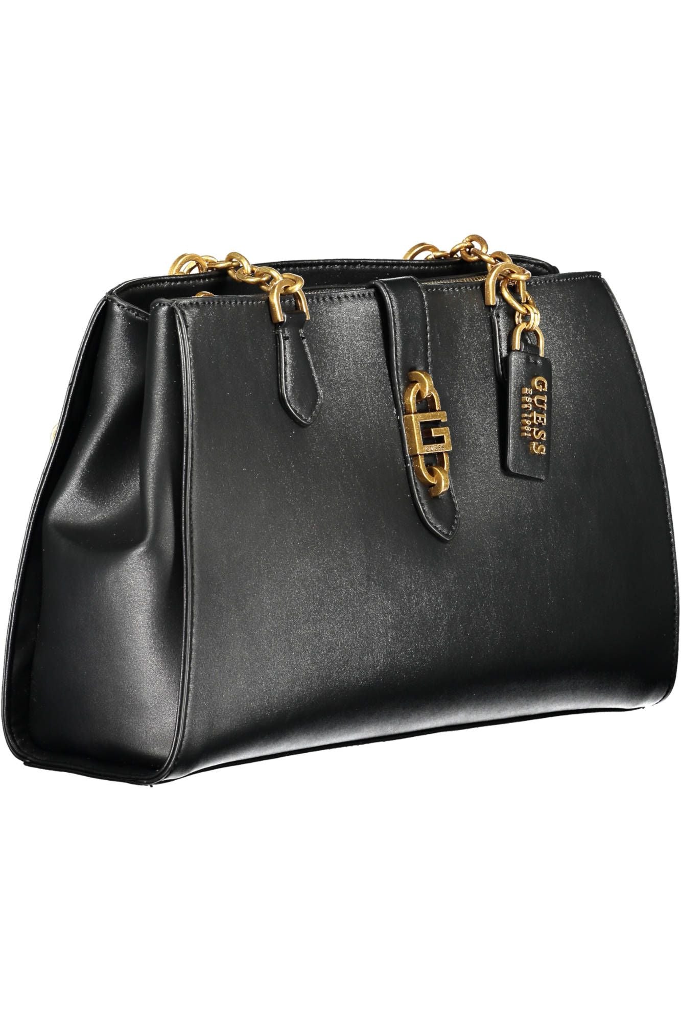 Guess Jeans Chic Black Polyurethane Satchel with Contrasting Details Guess Jeans