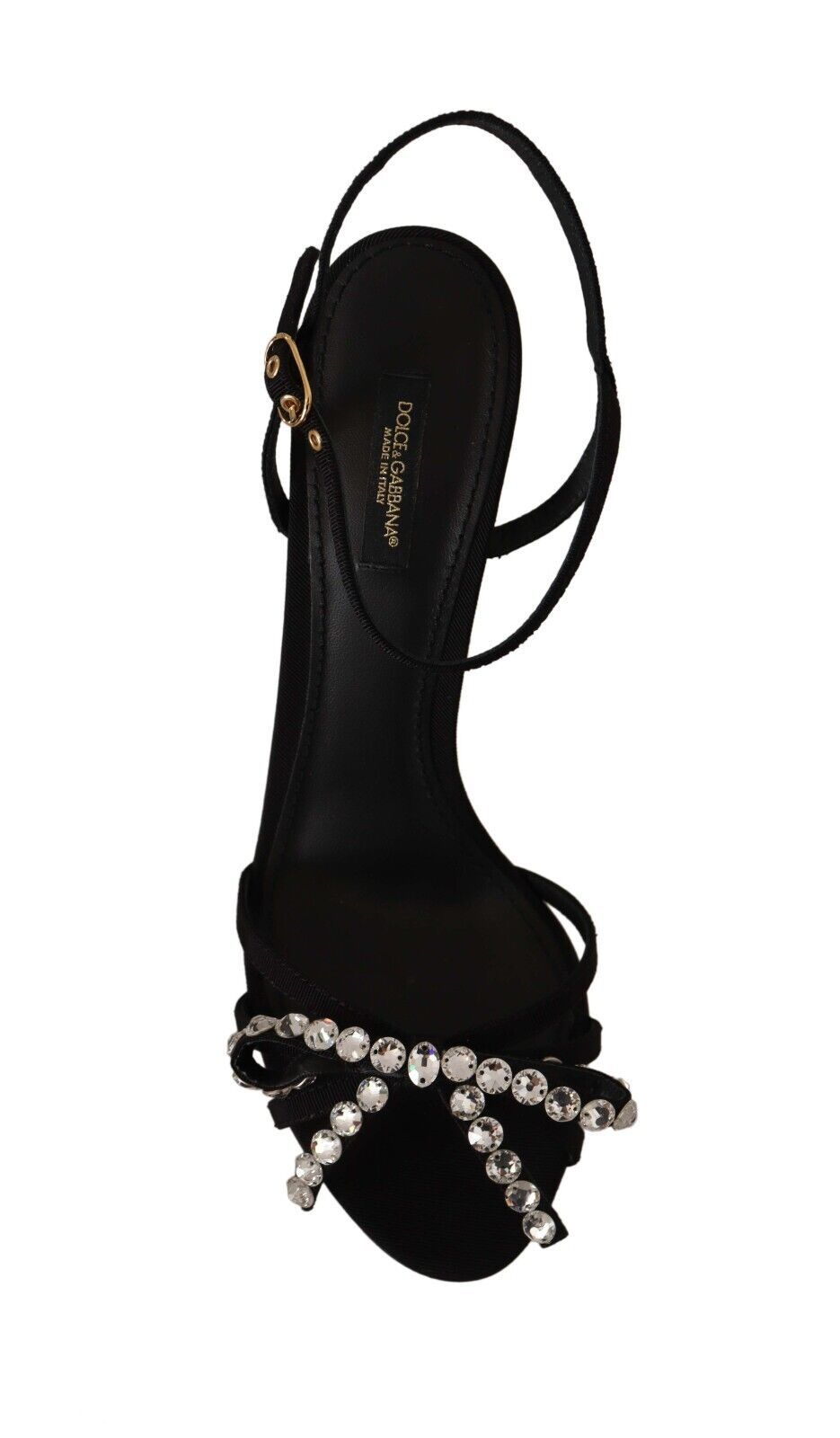 Dolce & Gabbana Elegant Black Viscose Ankle Strap Sandals with Crystals Dolce & Gabbana