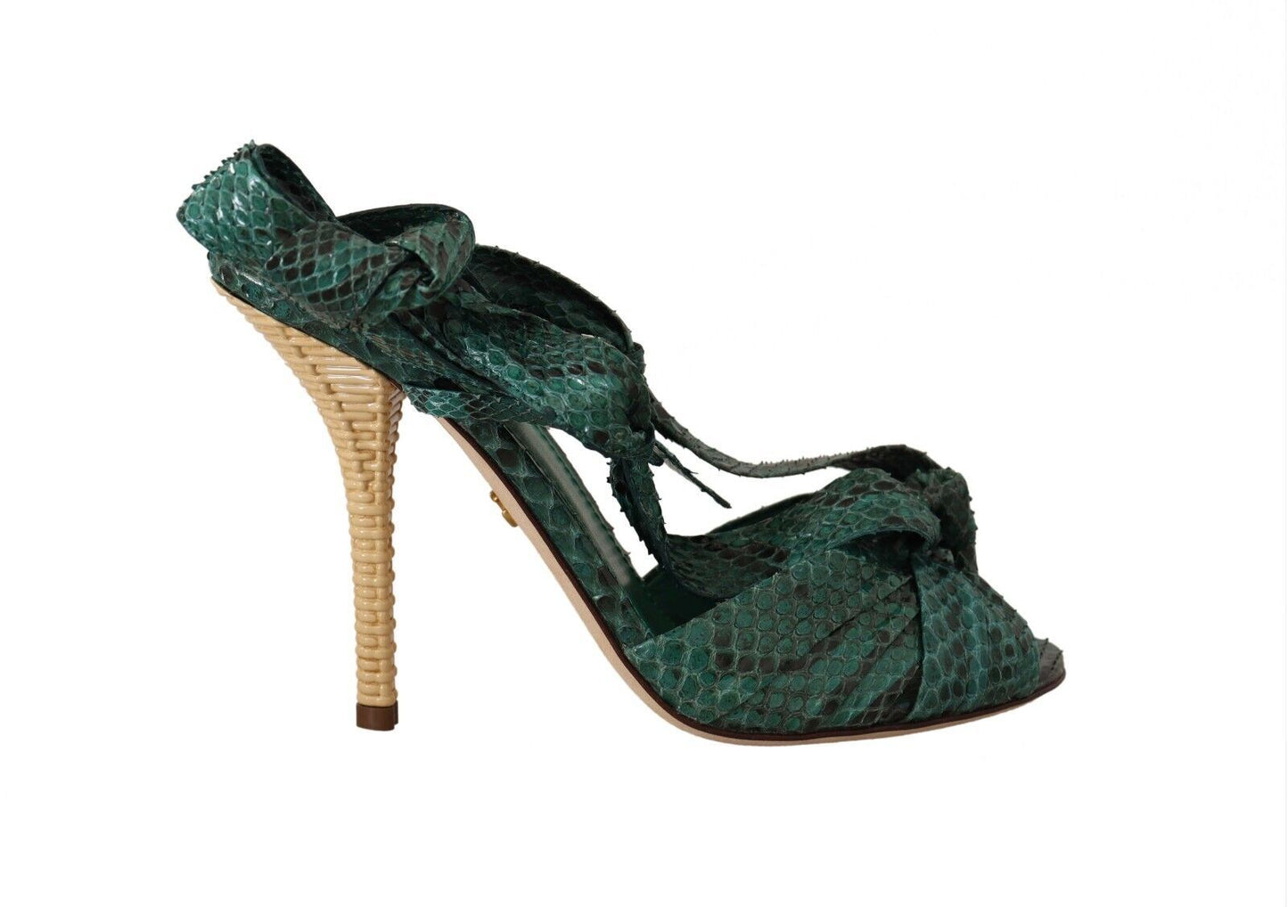 Dolce & Gabbana Emerald Exotic Leather Heeled Sandals Dolce & Gabbana